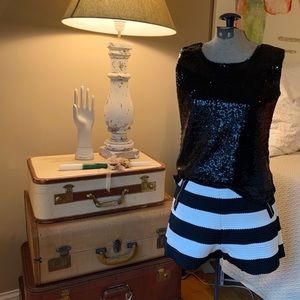 Black Sequin Sleeveless Top